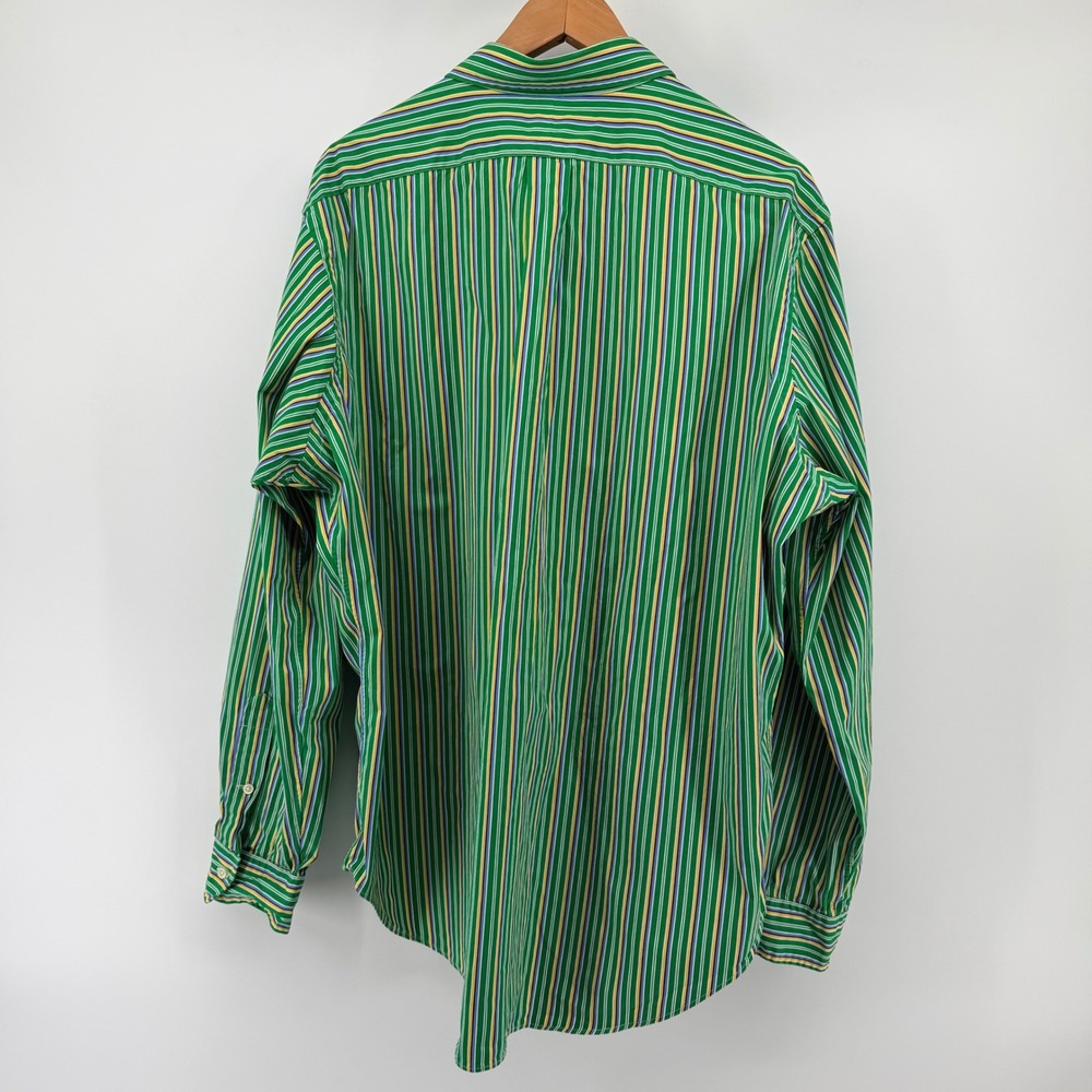 Polo Ralph Lauren Mens XL Classic Fit Striped Cotton Button Down Shirt Green - Picture 5 of 8